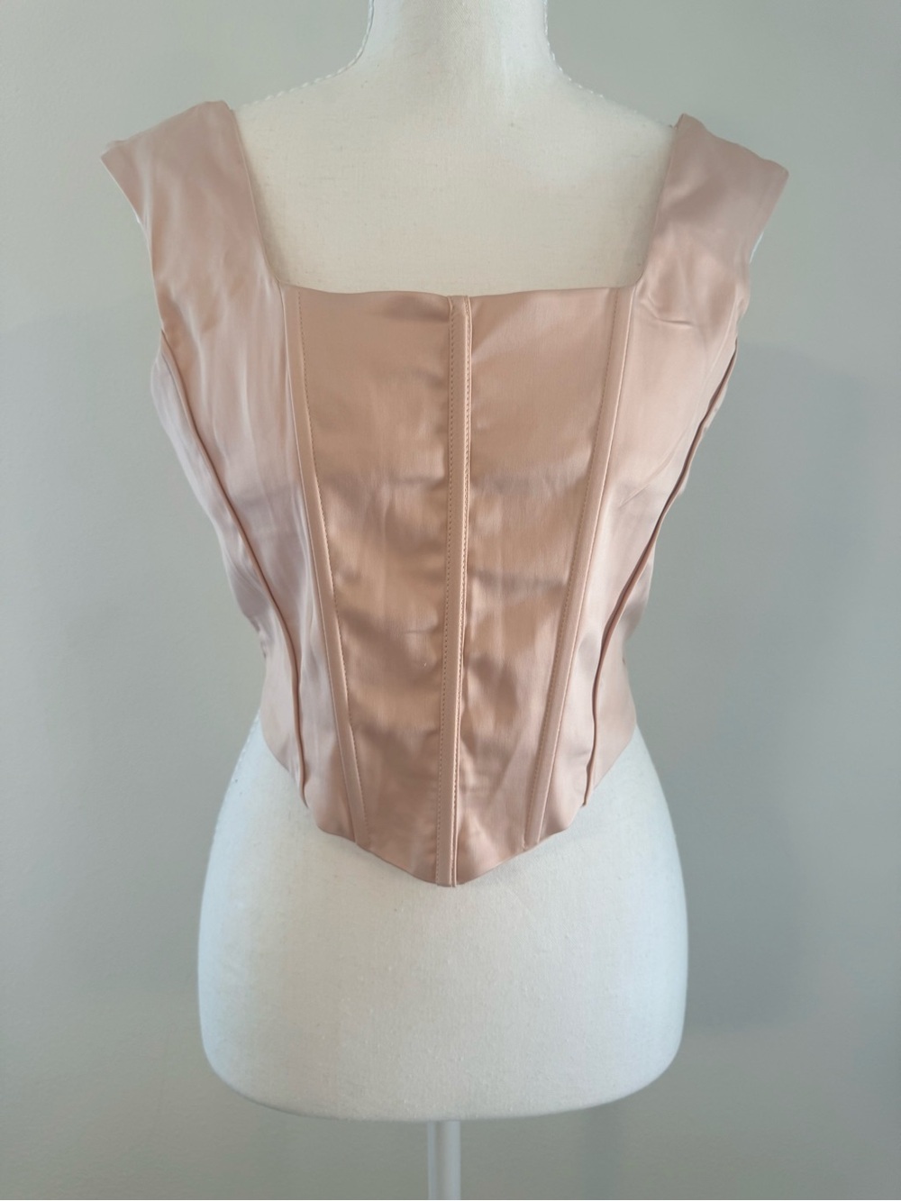 Women's Satin Square-Neck Crop Top in Blush